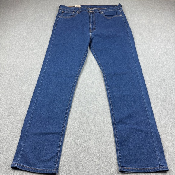 Levis 513 Jeans Mens 36x32 Blue Slim Straight Medium Wash Stretch Denim NWT